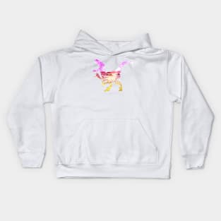 Pink & Yellow Palm Dinosaur Kids Hoodie